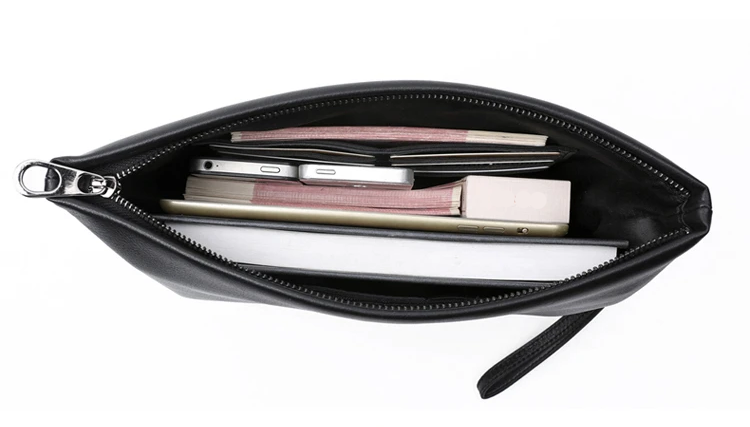 Pochette en cuir vachette pour homme spacieuse