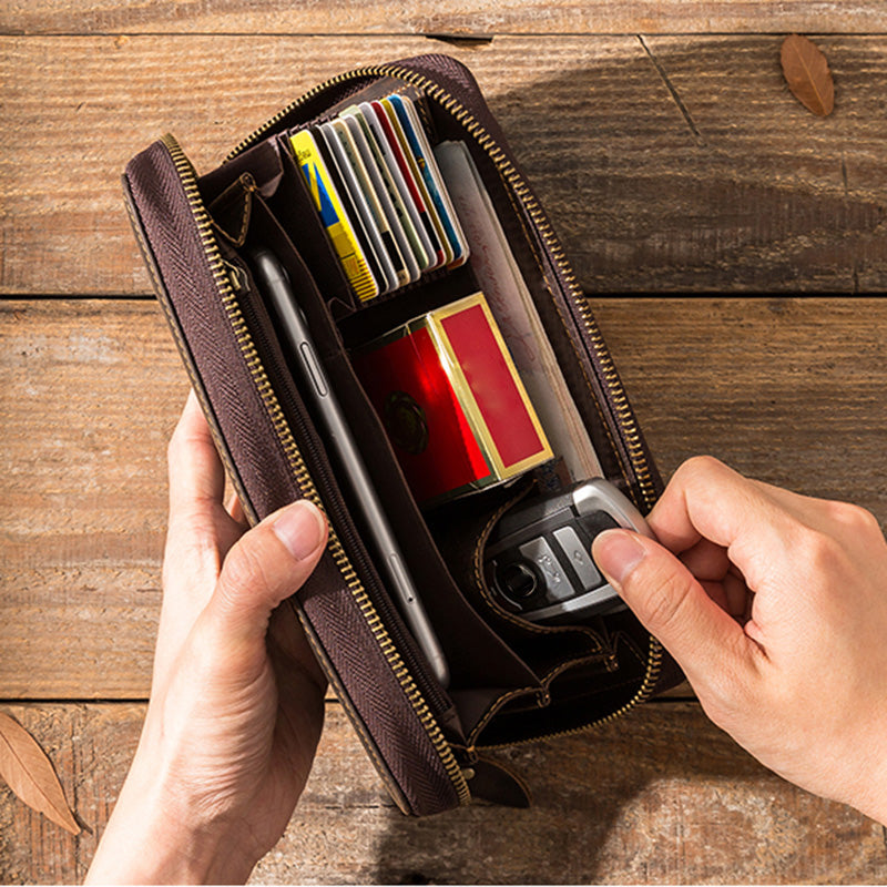 Pochette pour homme cuir veritable volume insoupconne