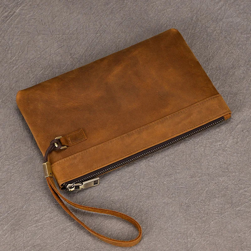 Pochette pour homme en cuir veritable dragonne