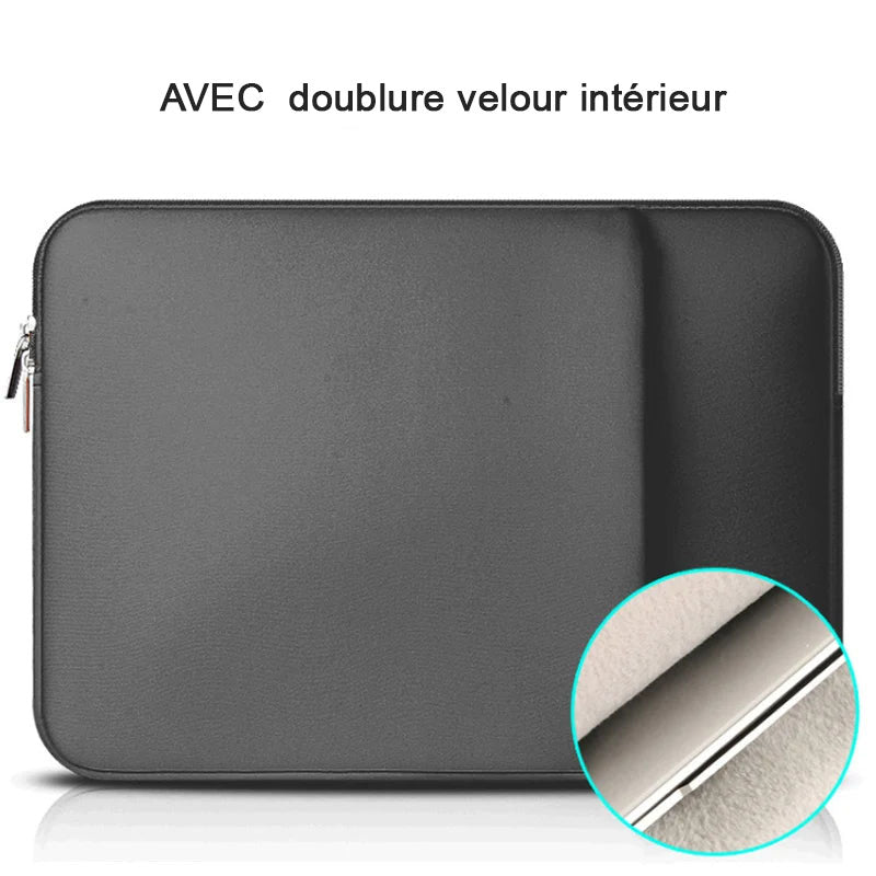Pochette pour ordinateur gris avec Velours