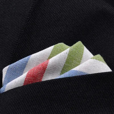 Pochette costume Blanche rouge bleue et verte