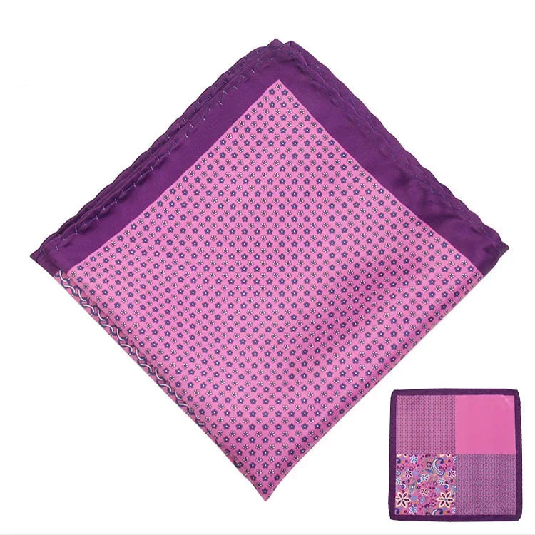 Costume homme pochette (3 visuels en une) rose, violet motifs floraux 