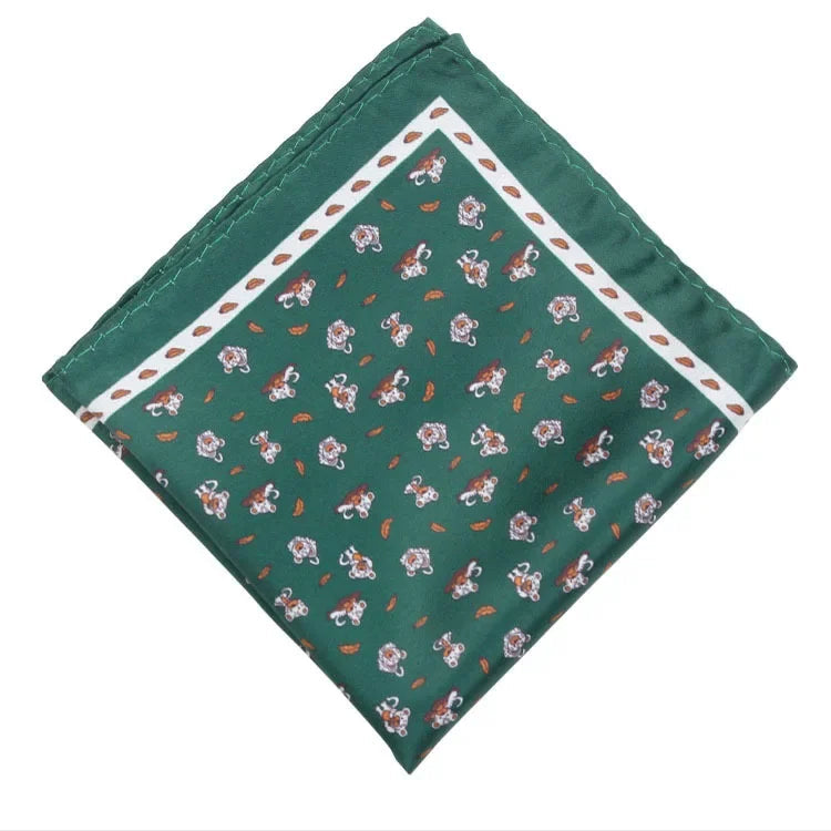 Costume homme pochette fond vert motif chiot