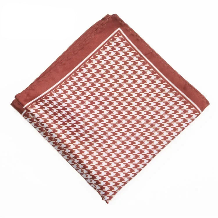 Costume homme pochette pied de poule rouge brique blanche