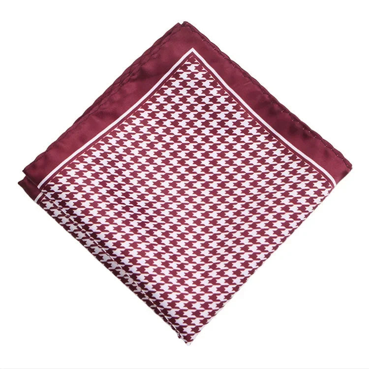 Costume homme pochette pied de poule rouge et blanc