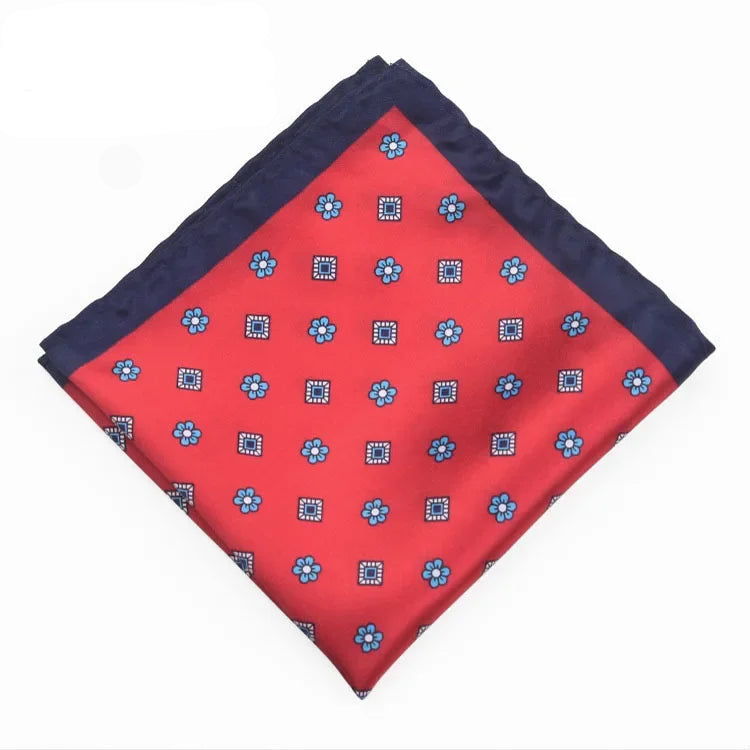 Costume homme pochette rouge motif fleurs et mini carreaux