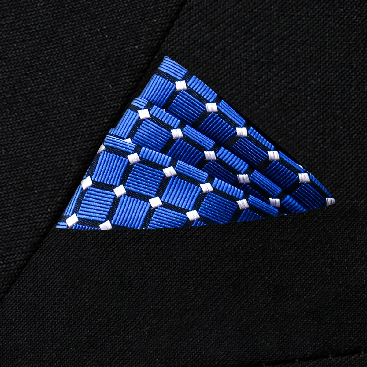 Costume pochette Bleu electrique noir et blanc