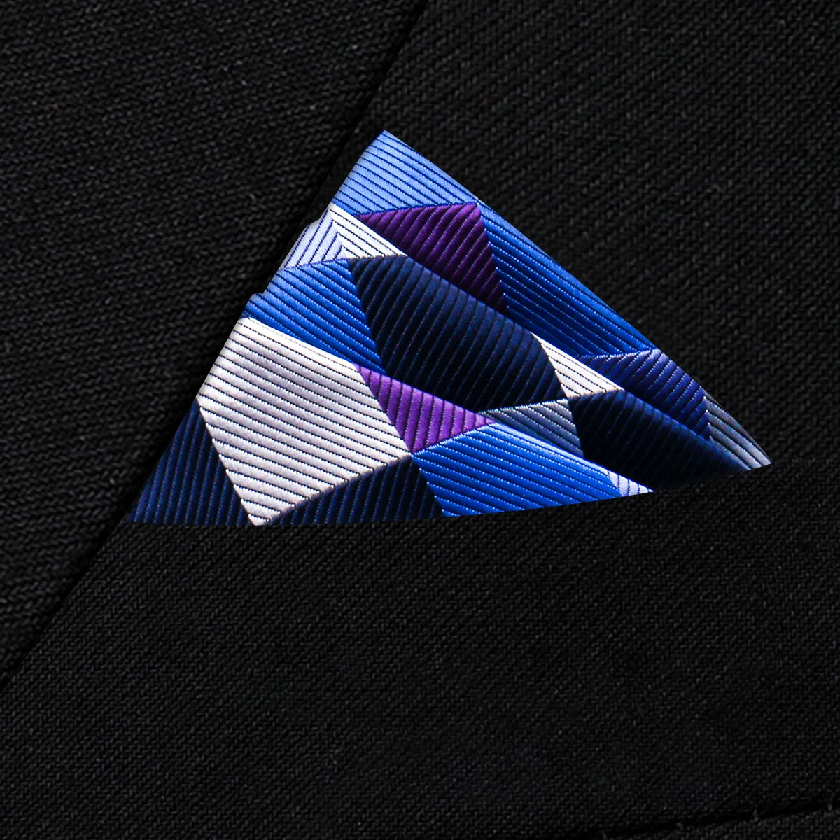 Costume pochette carreaux bleu blanc violet bleu nuit