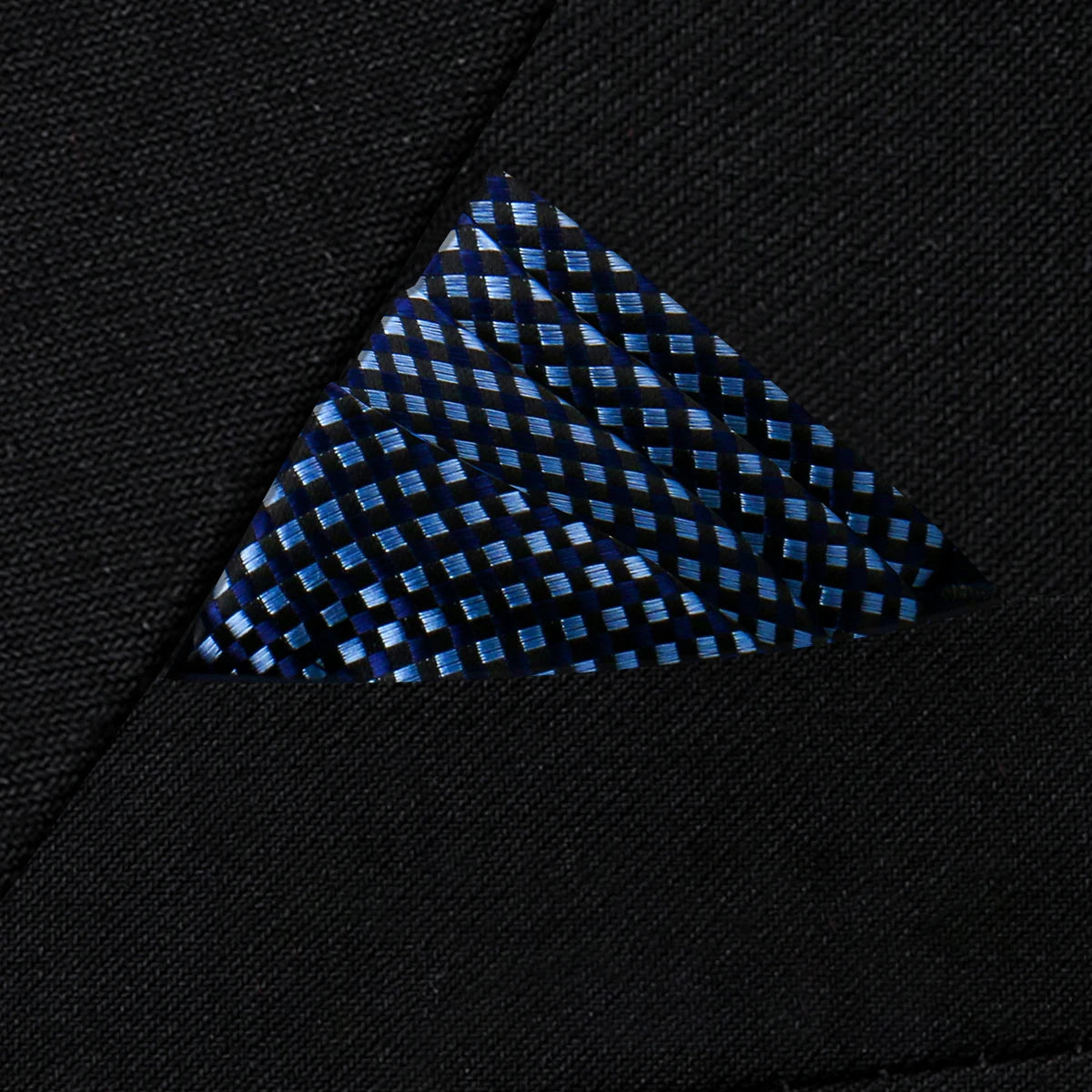 Costume pochette jacquard mini carreaux Bleu ciel et bleu nuit