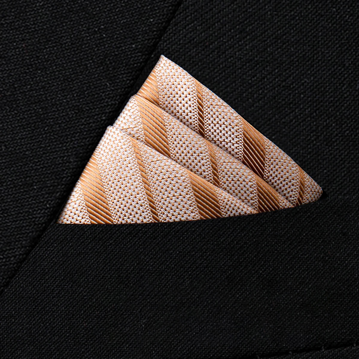 Costume pochette rayures ivoire et camel