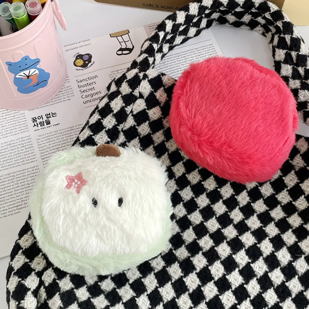 Petite pochette pomme blanche et verte + rouge details 