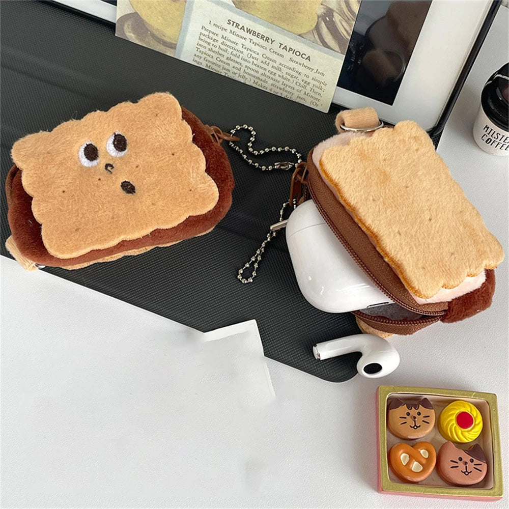 Petite pochette zippee biscuit fourré chocolat detail vue arriere 