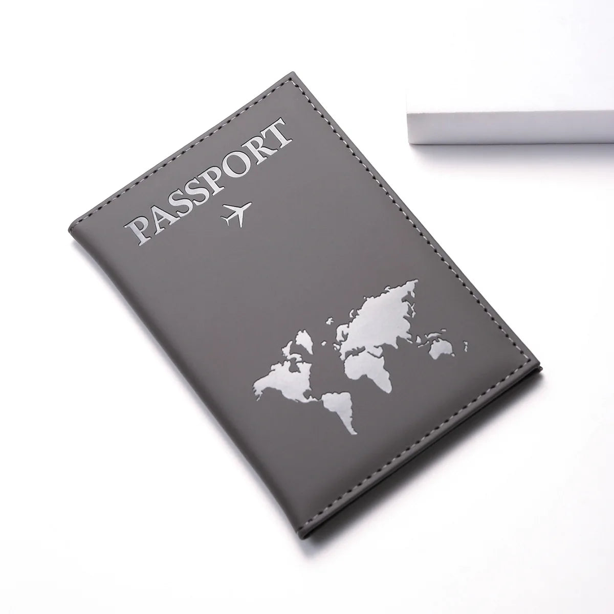 Pochette Passeport Gris lisse