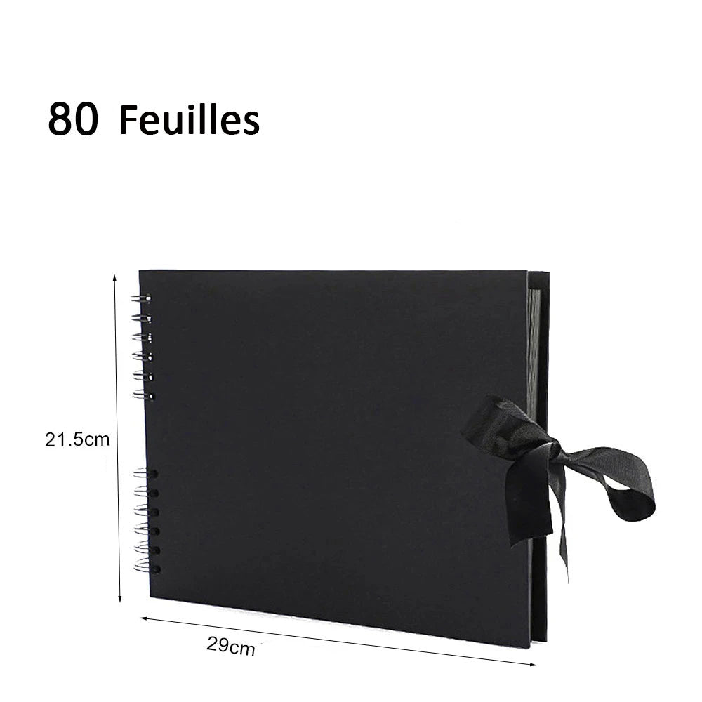 Pochette album noir 80 feuilles