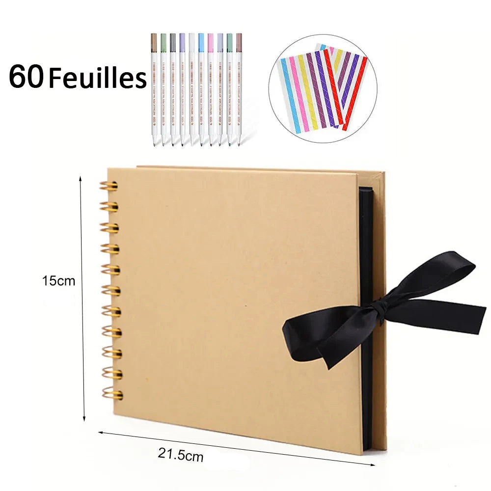 Pochette album sable 60 feuilles + coins + feutres 
