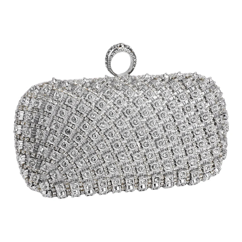 Pochette argent scintillante avec strass
