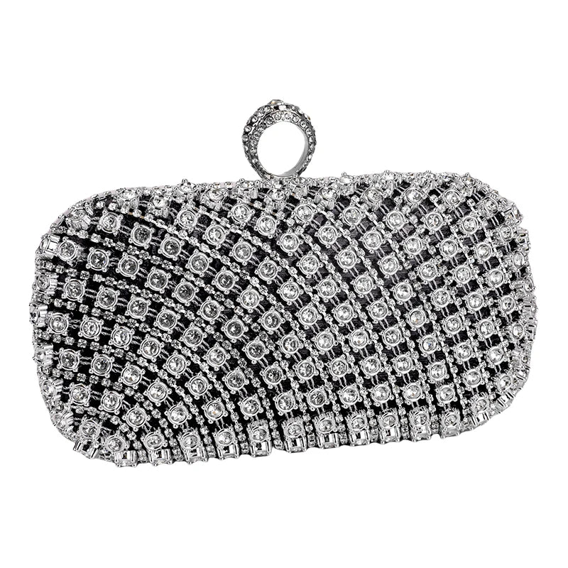 Pochette argentée scintillante avec strass