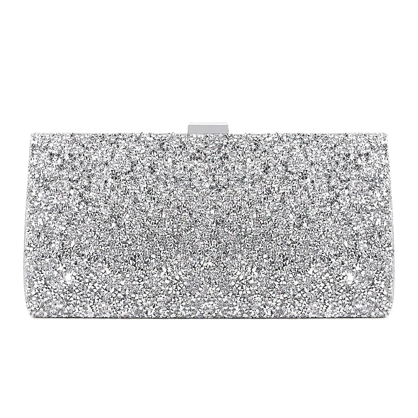 Pochette argentee bandouliere argentee