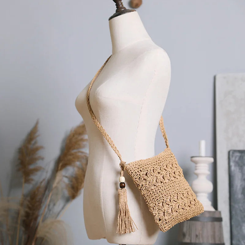 Pochette au crochet macrame naturel  