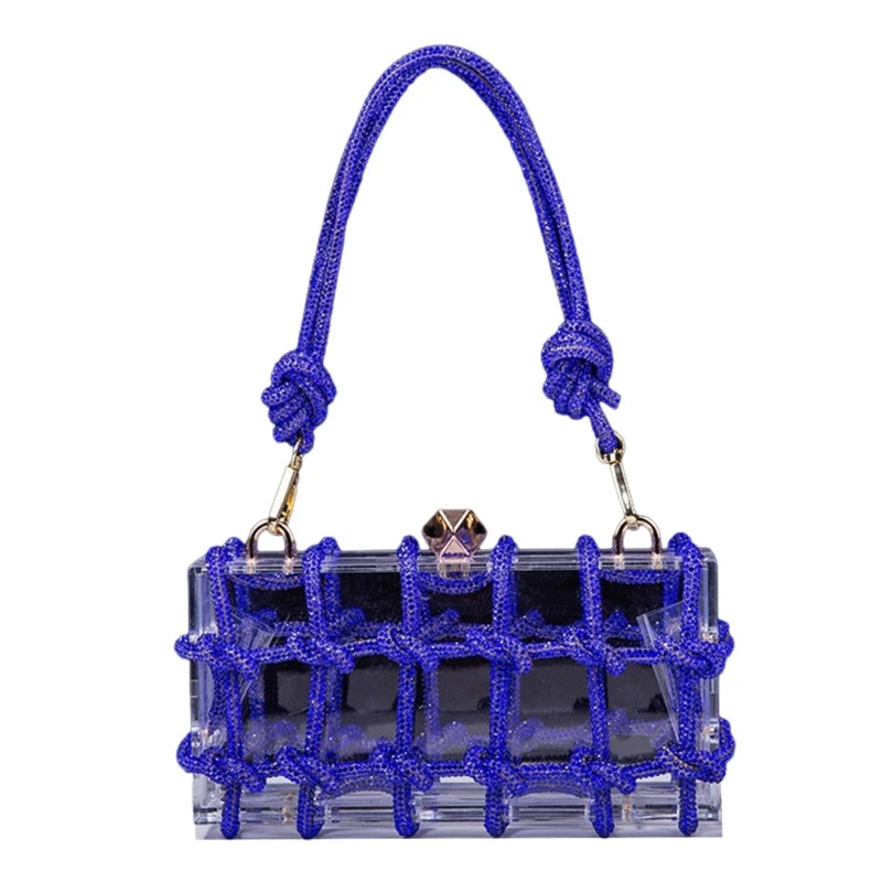 Pochette ceremonie mariage design acrylique transparente   Bleu cobalt