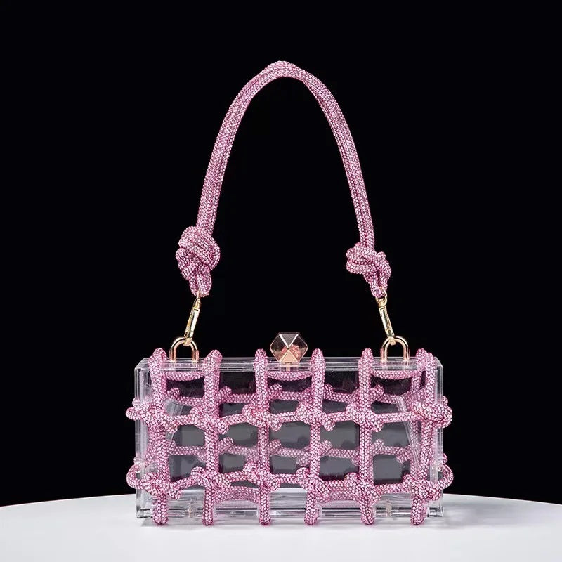 Pochette ceremonie mariage design acrylique transparente _rose