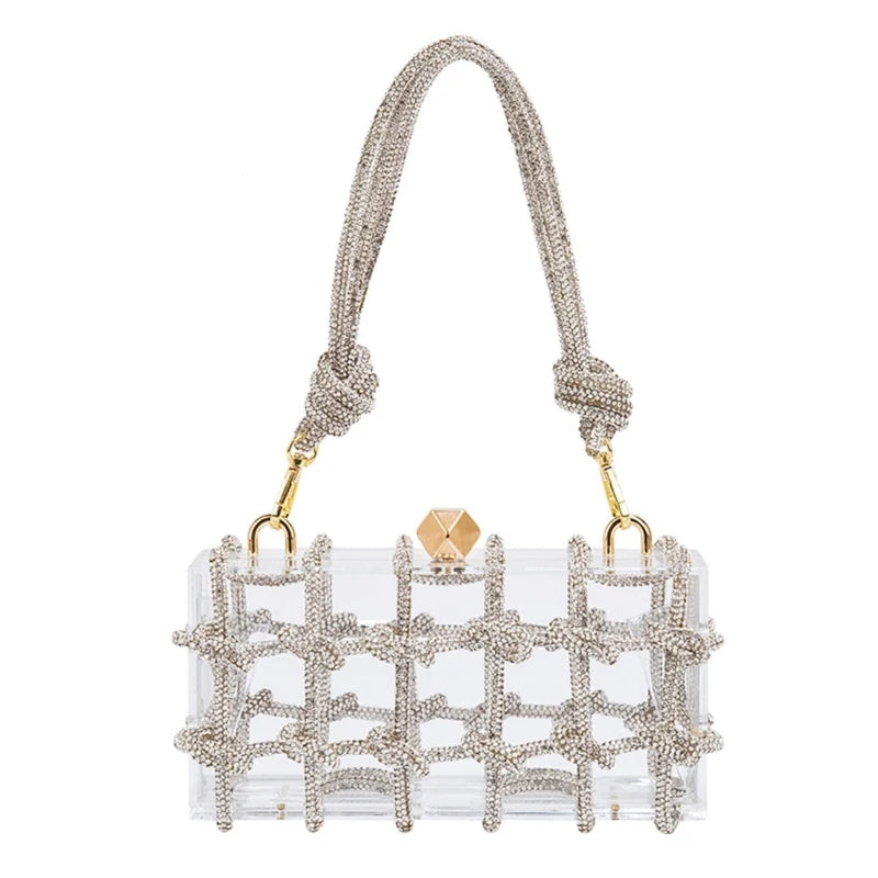 Pochette ceremonie mariage design acrylique transparente  argent