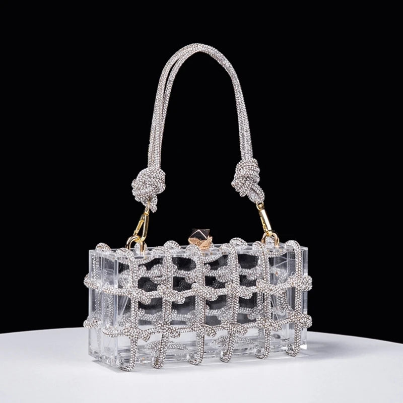 Pochette ceremonie mariage design acrylique transparente argentée