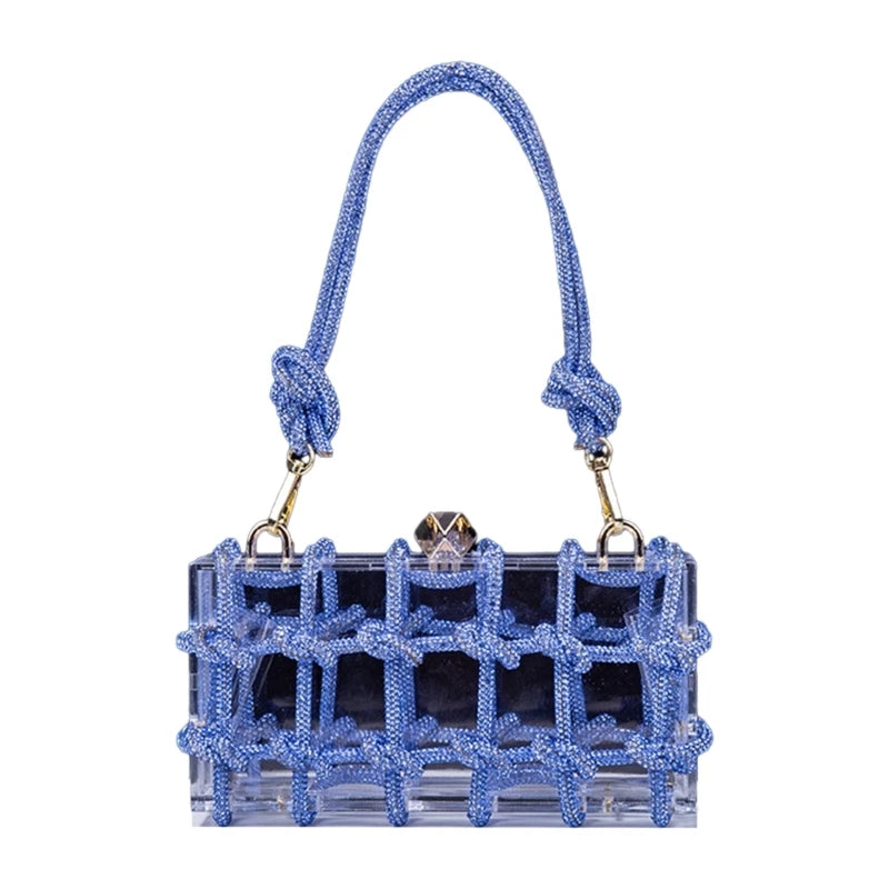 Pochette ceremonie mariage design acrylique transparente bleue