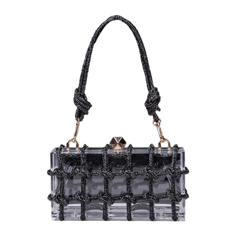 Pochette ceremonie mariage design acrylique transparente noire