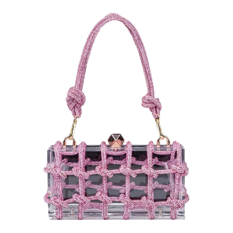 Pochette ceremonie mariage design acrylique transparente rose
