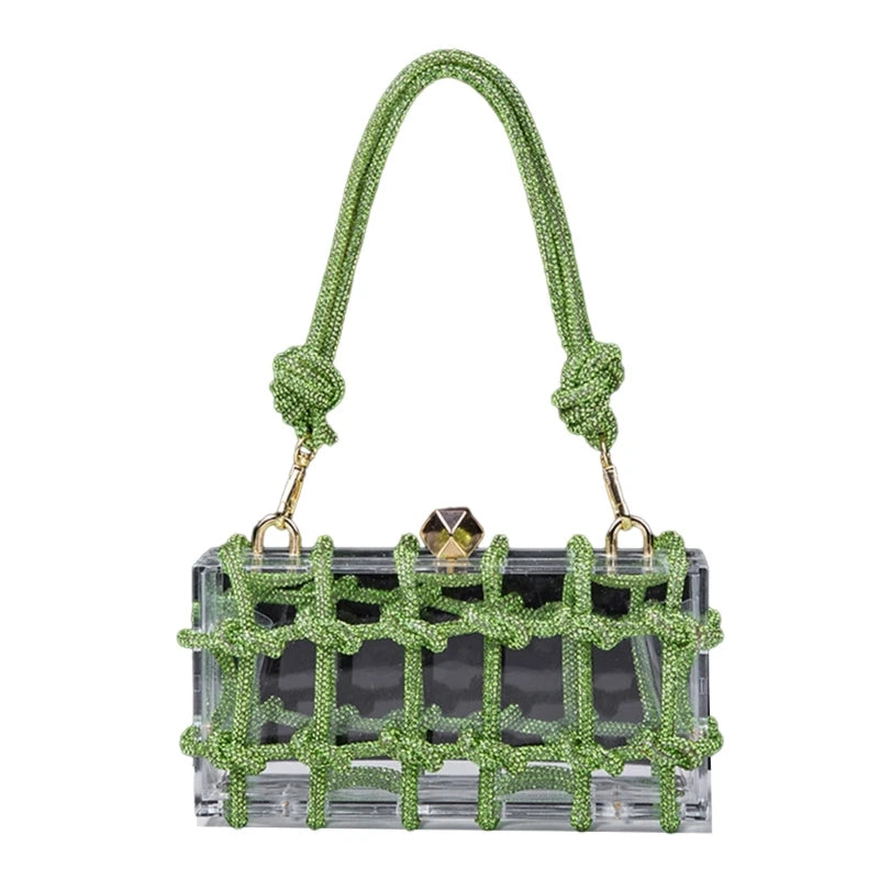 Pochette ceremonie mariage design acrylique transparente  vert clair