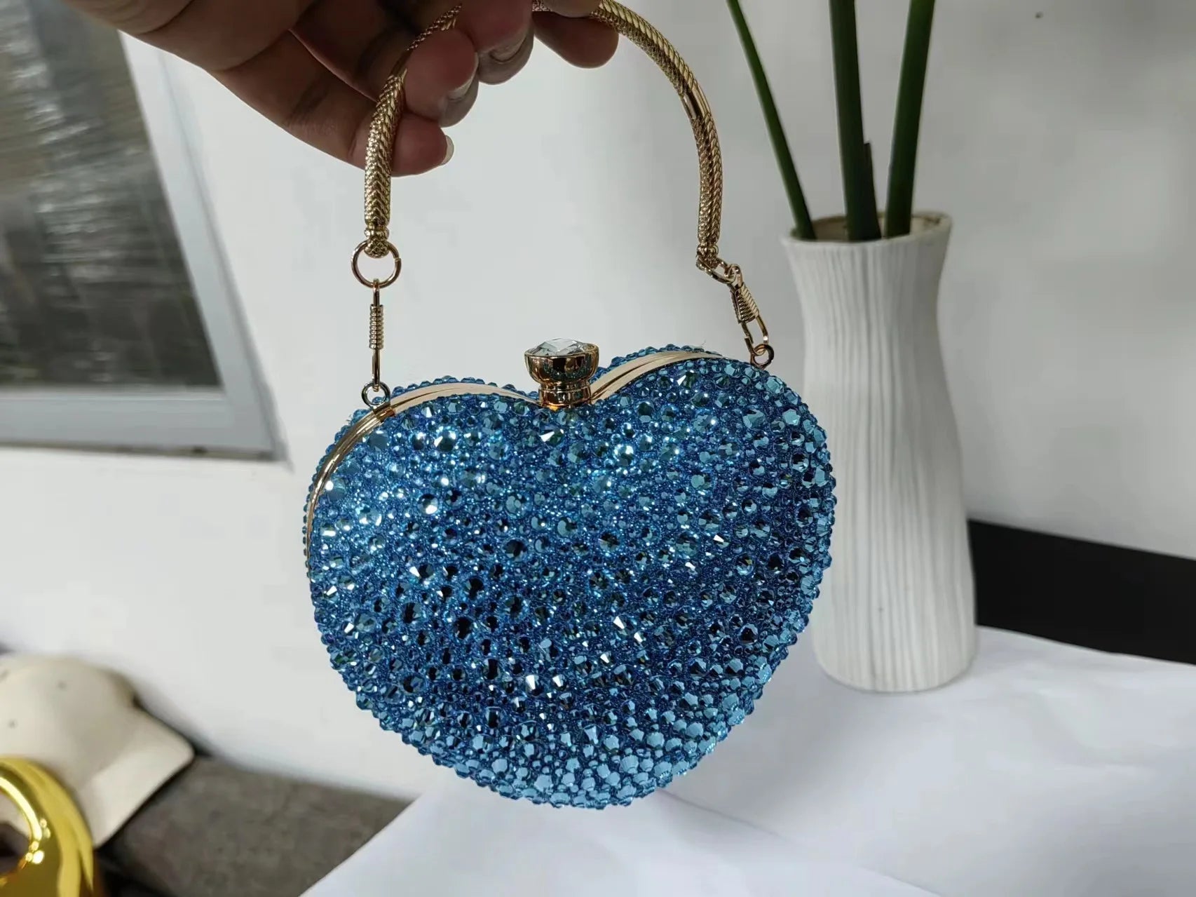 Pochette coeur bleu aigue-marine