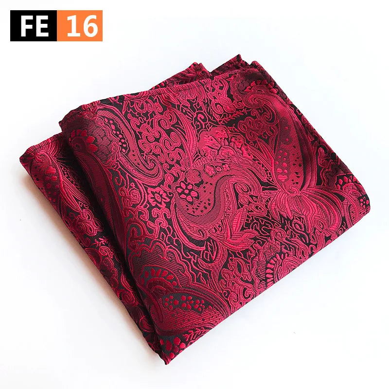 Pochette costard  motif cachemire rouge