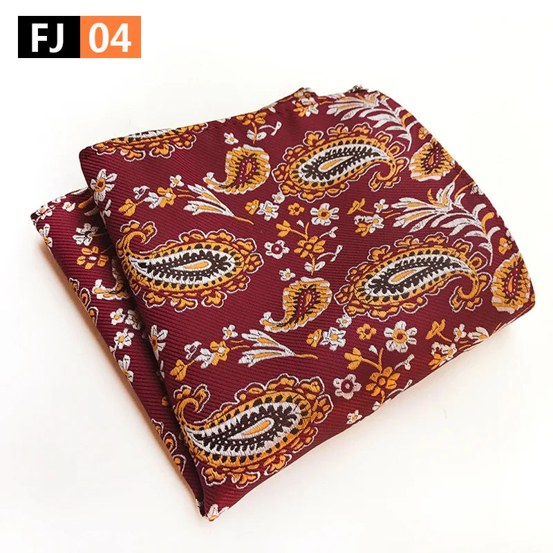 Pochette costard  motif cachemire rouge et jaune 