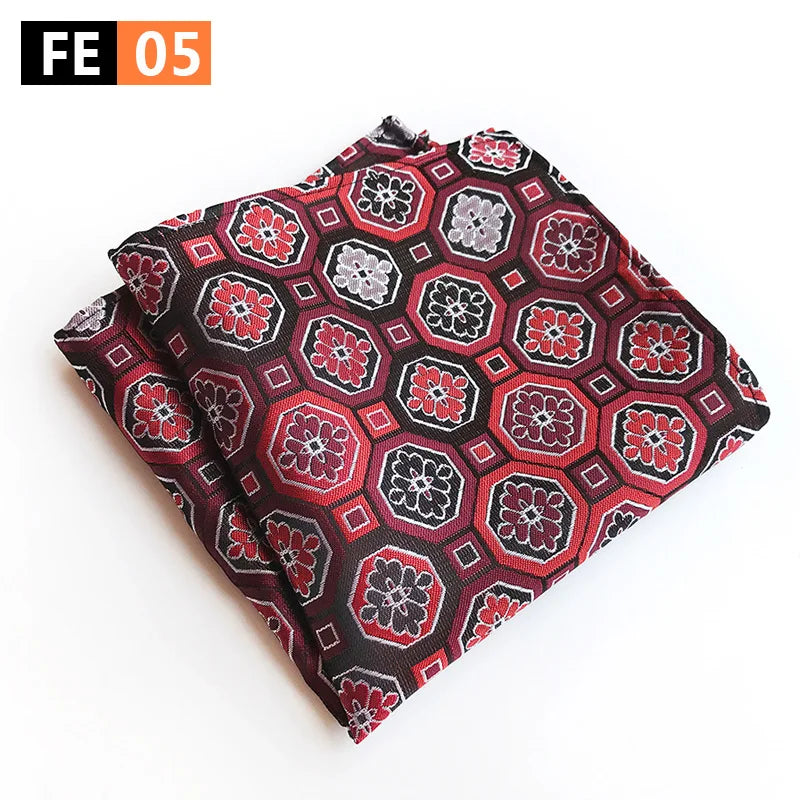 Pochette costard  motif geometrique rouge noir 