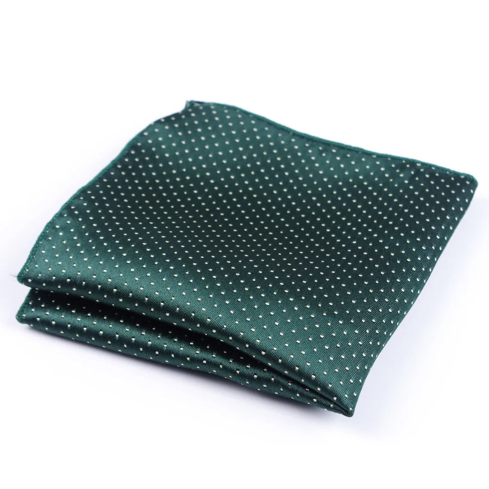 Pochette costume homme Motif Pois blanc sur fond vert foret