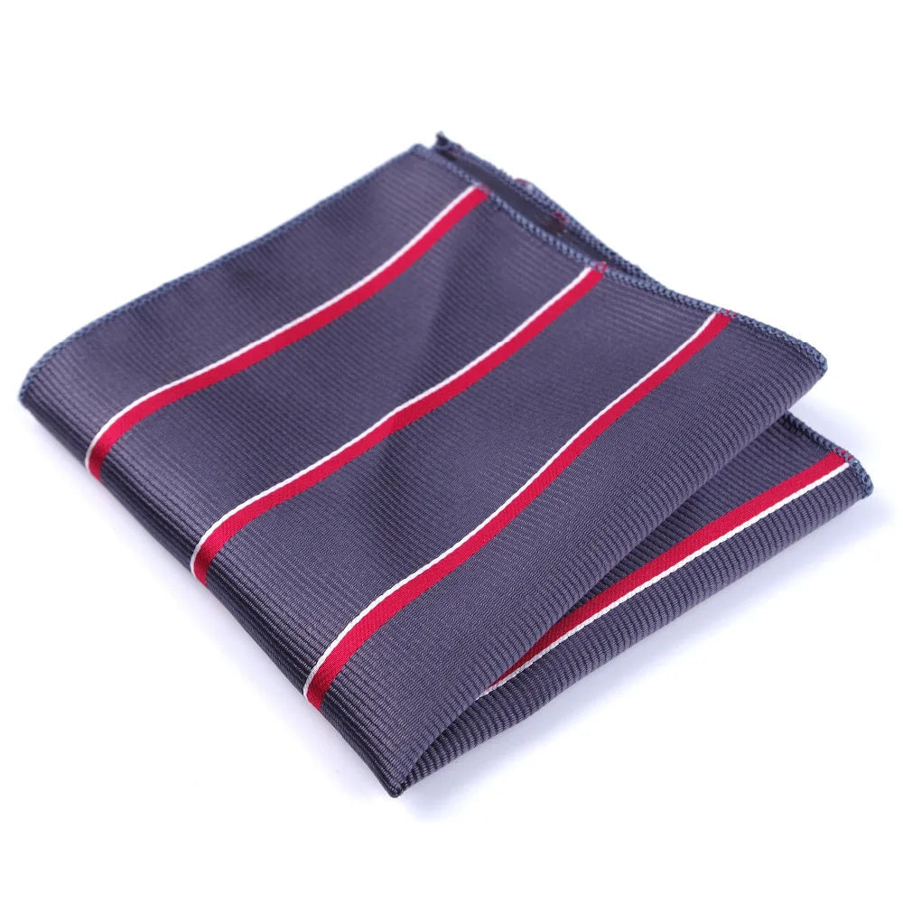 Pochette costume homme Motif rayures blanc et rouge sur fond bleu