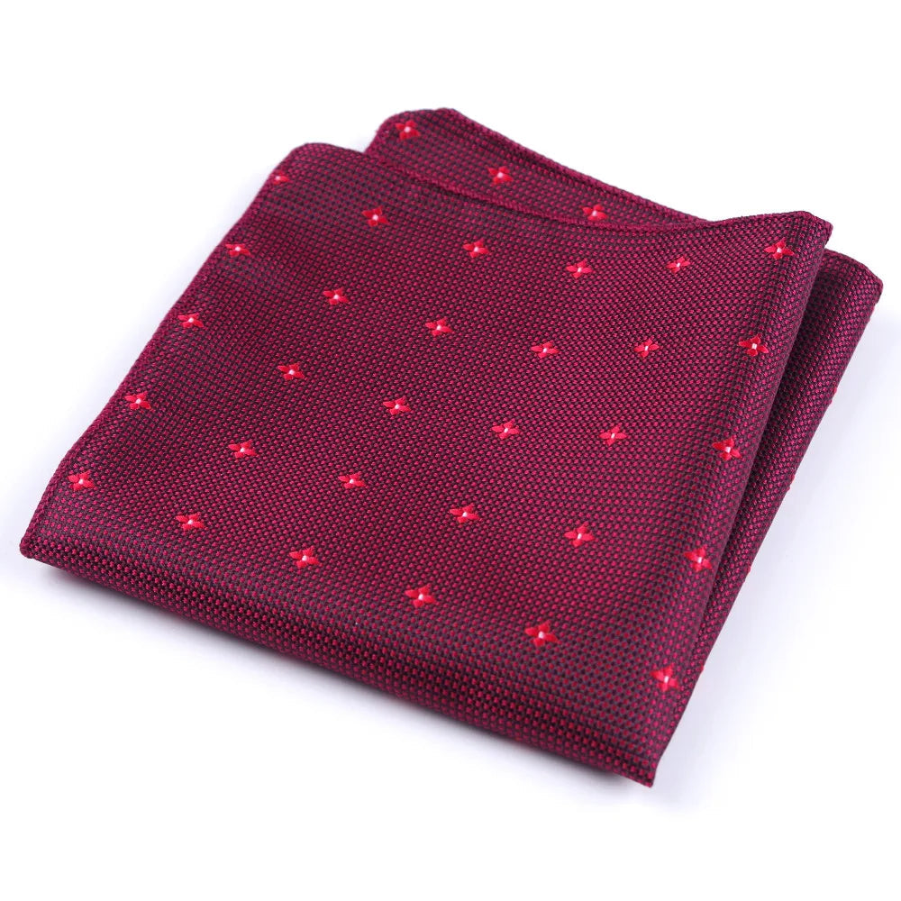 Pochette costume homme  floral rouge vermillon cœur jaune sur fond rouge foncé tissé