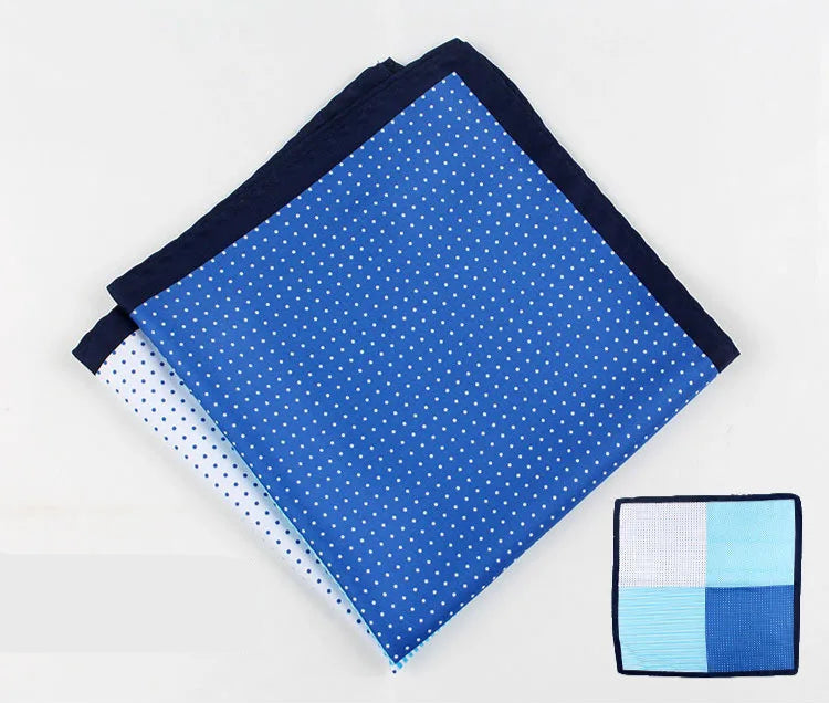 Pochette costumes bleu nuit bleu vif pois blanc