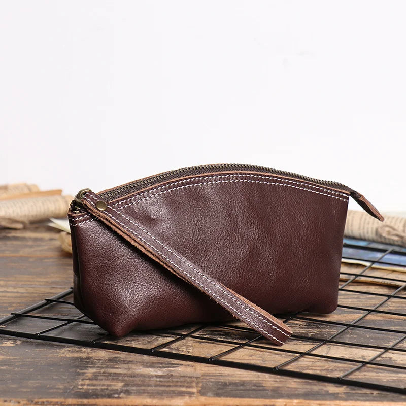 Pochette cuir femme marron brun