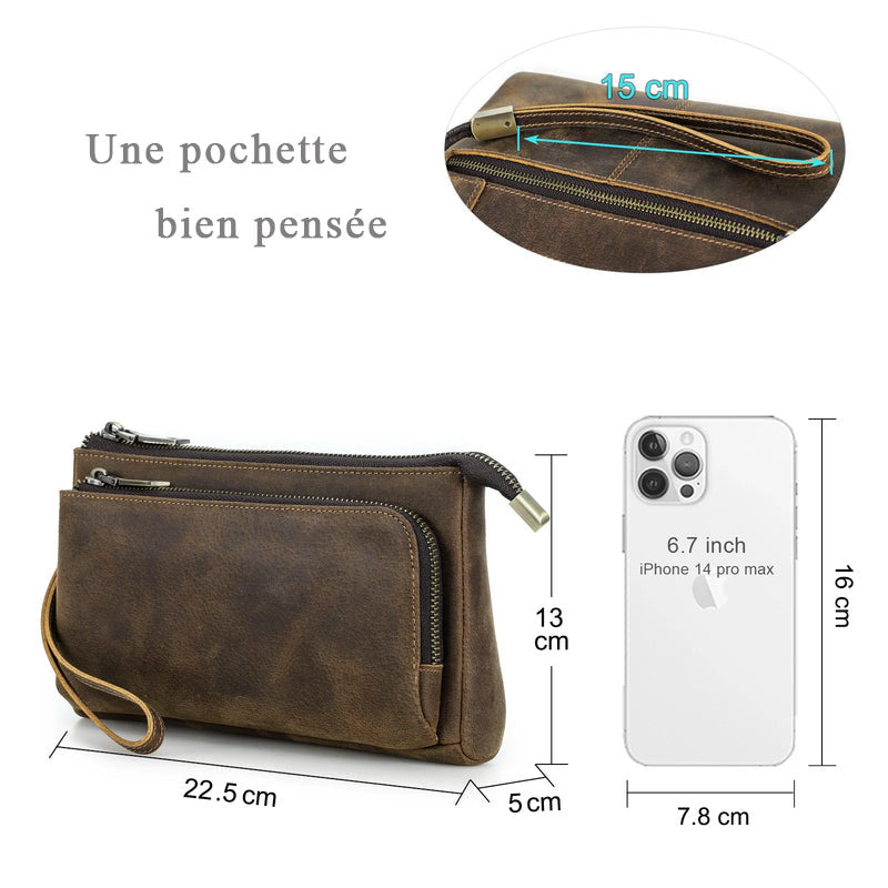 Pochette cuir homme visuel dimensions 