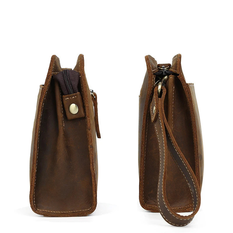 Pochette cuir veritable dragonne cote droit et gauche