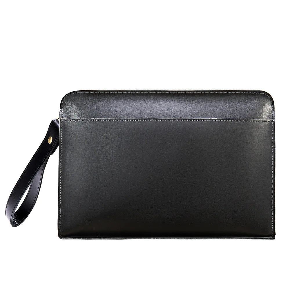 Pochette cuir veritable dragonne noire sans rabat