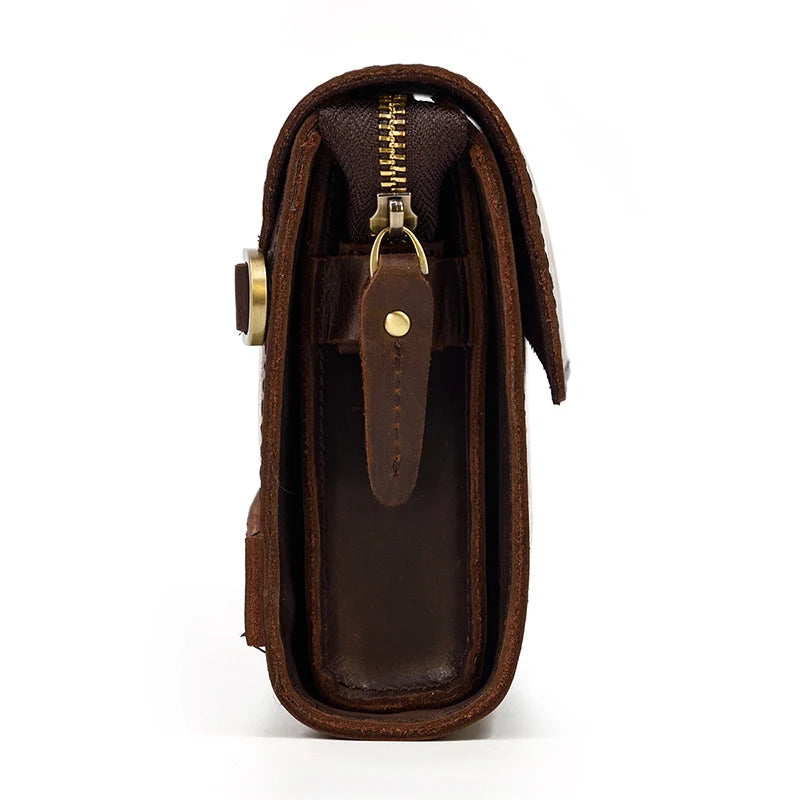 Pochette cuir veritable dragonne tire-zip
