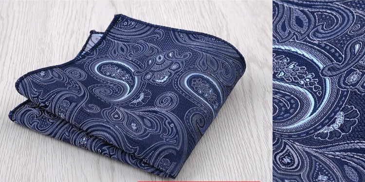 Pochette de costume Cachemire bleu nuit, bleu ciel et blanc