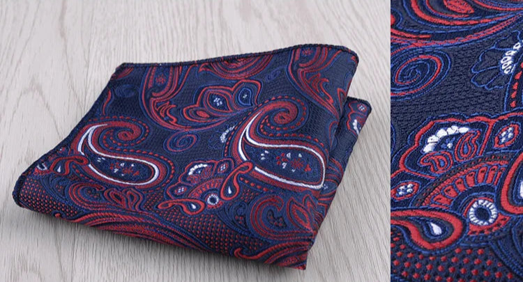 Pochette de costume Cachemire bleu nuit, rouge et blanc