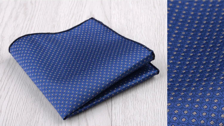 Pochette de costume  bleu nuit et points beige