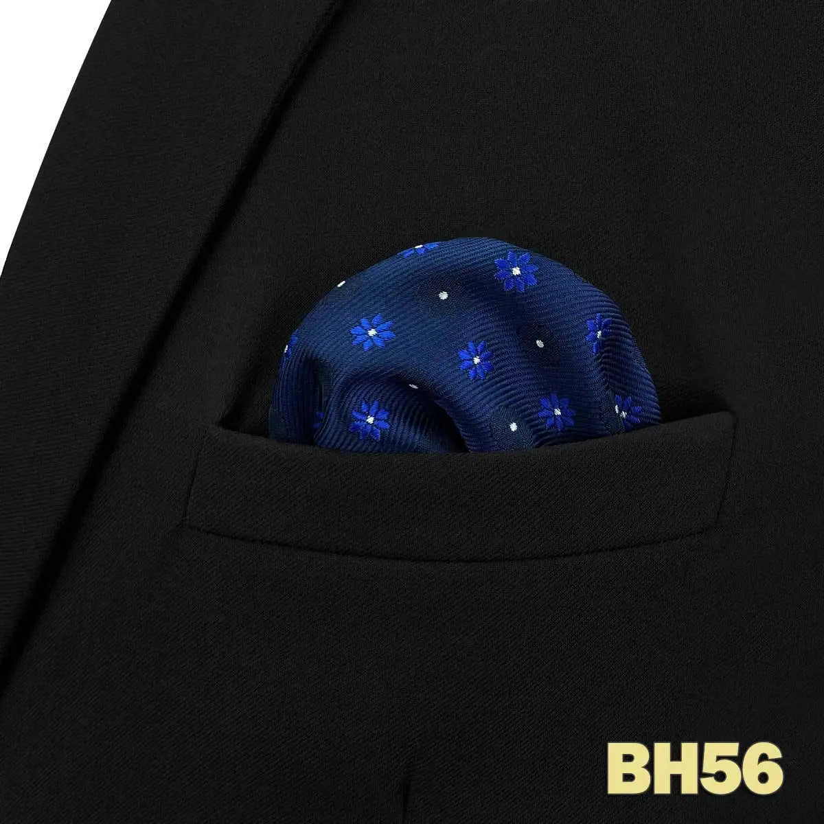 Pochettes de costume bleue marine et blanche motif pâquerette