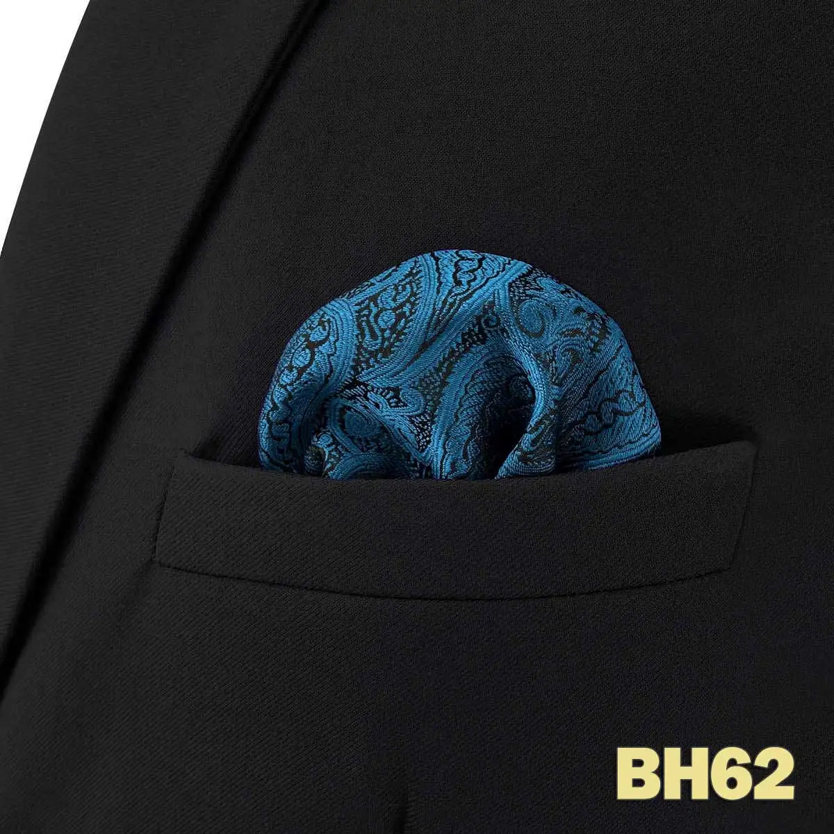 Pochette de costume cachemire noire bleu canard