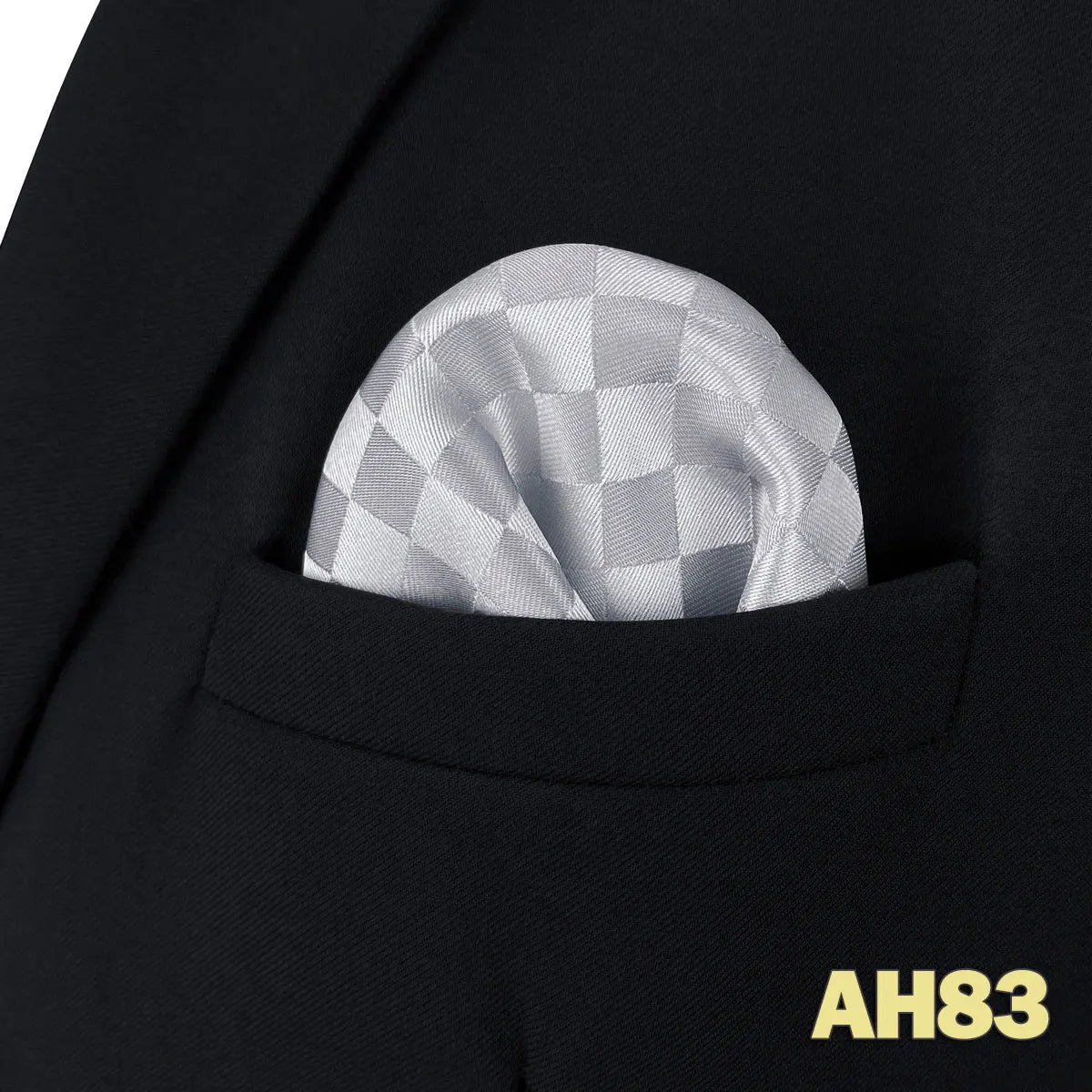 Pochette de costume carreaux blanche et gris claire